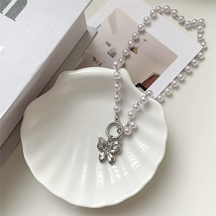 Vòng Cổ Choker Hình Bướm Đính Ngọc Trai Phong Cách Hàn Quốc