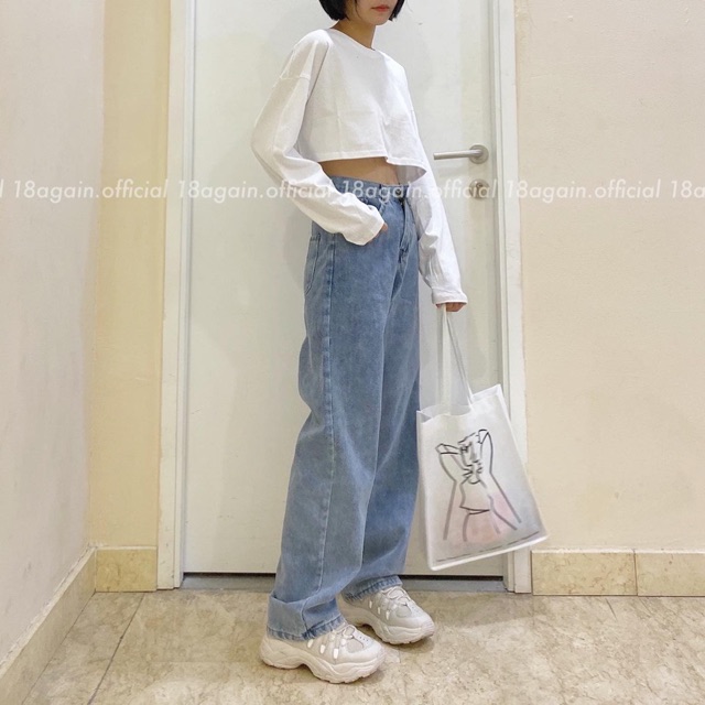 QUẦN JEANS ỐNG RỘNG LƯNG CAO