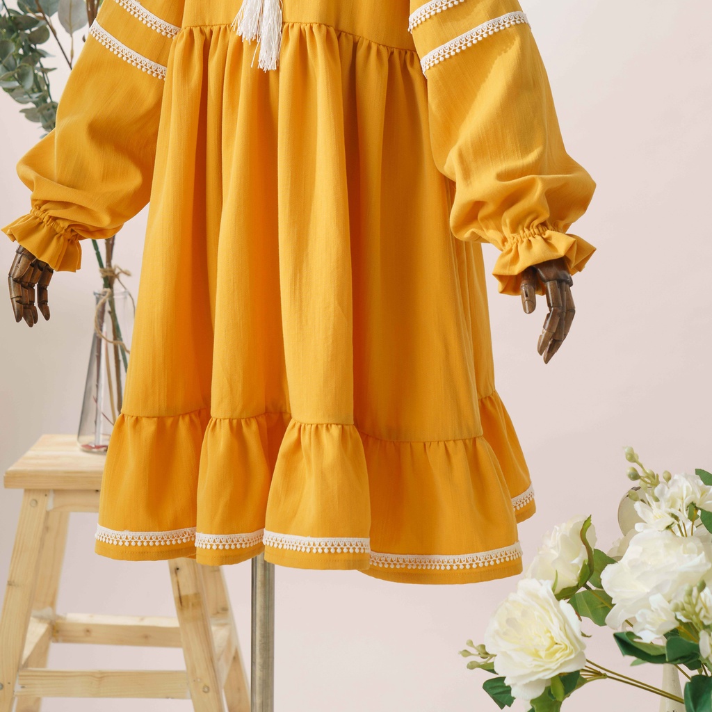 Váy Bé Gái Emily Màu Vàng Phong Cách Boho BEBAE KIDSWEAR