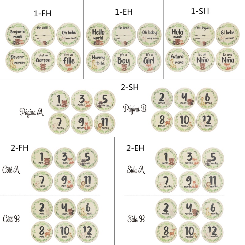 Set 6 Tấm Thẻ Ghi Chú Đánh Dấu Cột Mốc Tháng In Họa Tiết Động Vật Hoạt Hình Thủ Công Cho Bé Sơ Sinh