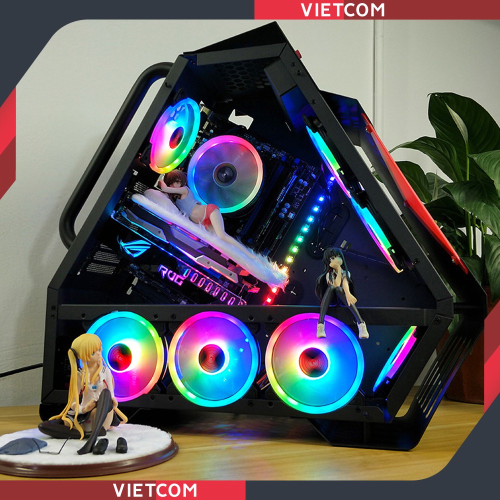 Fan Case Coolmoon V4 - Led RGB Dual Ring (Led tâm + Led viền) - Đồng Bộ Hub Coolmoon