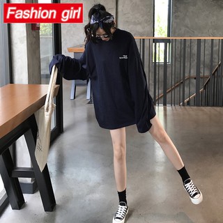 Áo Thun Tay Dài Dáng Rộng Màu Trắng Đen In Chữ Thời Trang Dễ Phối Đồ