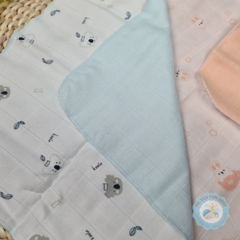 [1 cái] Khăn sữa sợi tre 4 lớp cao cấp cho bé - Hiệu Cún Con (katydang)