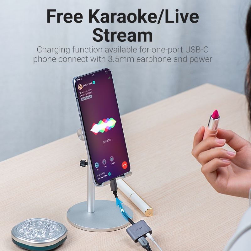 Đầu Chuyển Đổi Âm Thanh Vention USB C Sang Cổng 3.5mm PD 2 Trong 1 PD30W Chuyên Dụng Chất Lượng Cao