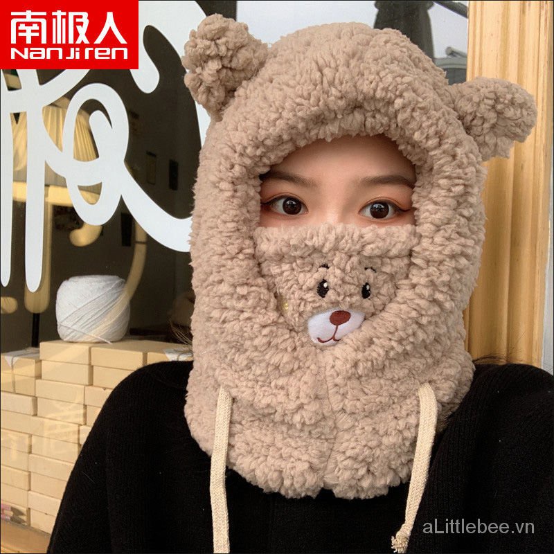 Mũ trùm đầu kiêm khẩu trang hình gấu dễ thương giữ ấm mùa thu đông phong cách Hàn Quốc 9s8H