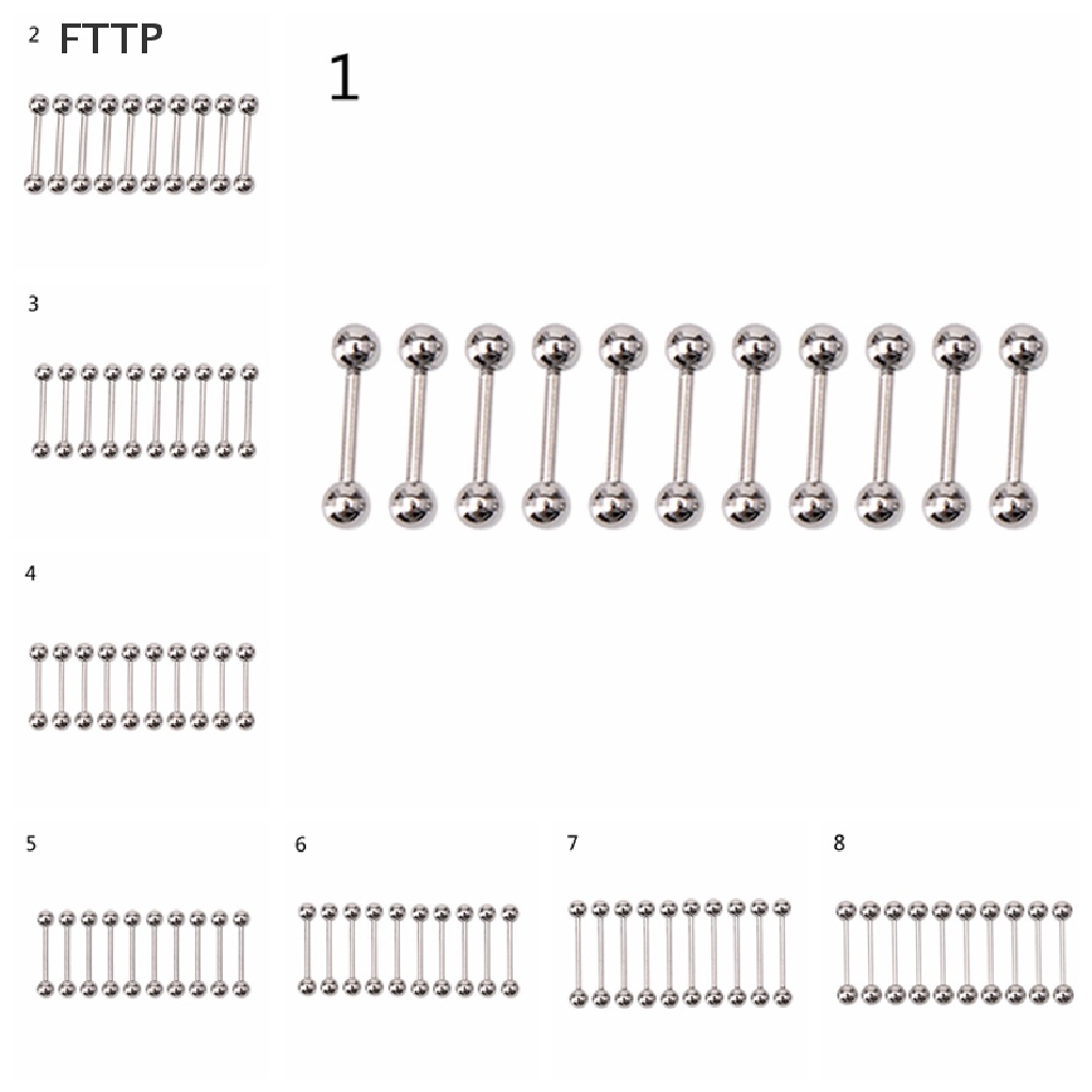 Set 10 Khuyên Rốn / Lưỡi / Rốn Bằng Thép Không Gỉ