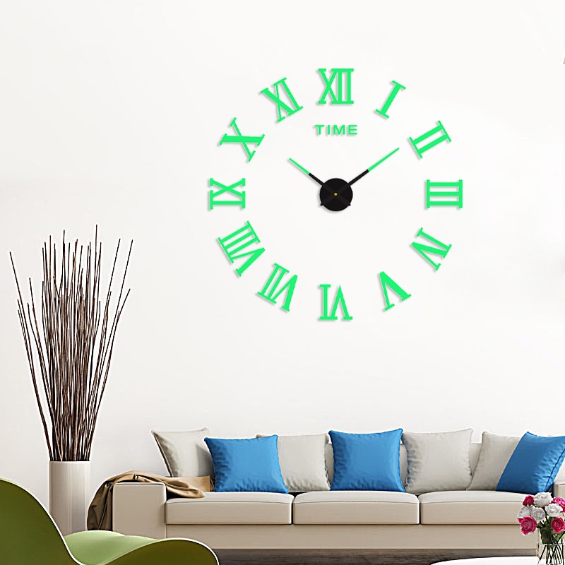 Đồng Hồ Dán Tường Dạ Quang 3D Trang Trí Nội Thất Độc Đáo Đẹp Mắt DIY