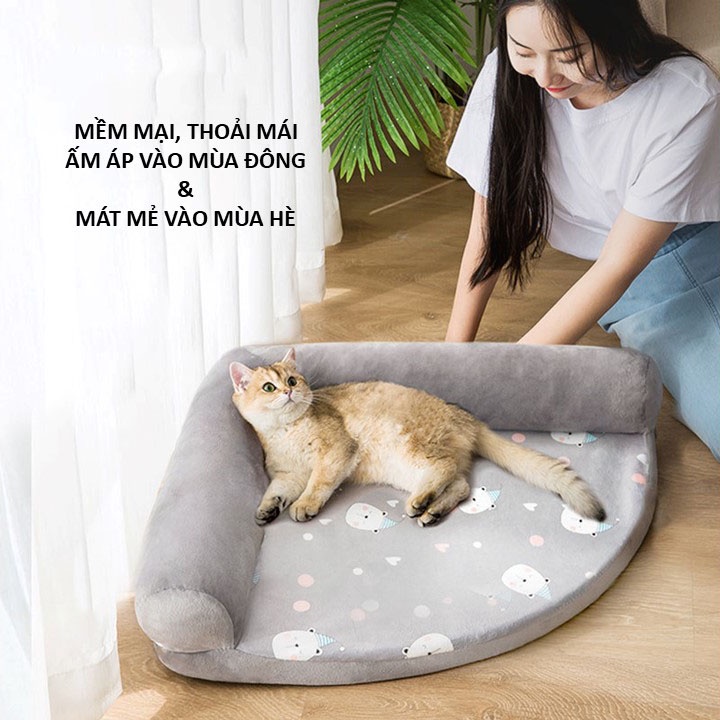 Nệm ngủ góc tư ấm áp cho chó mèo - MIAOCAT