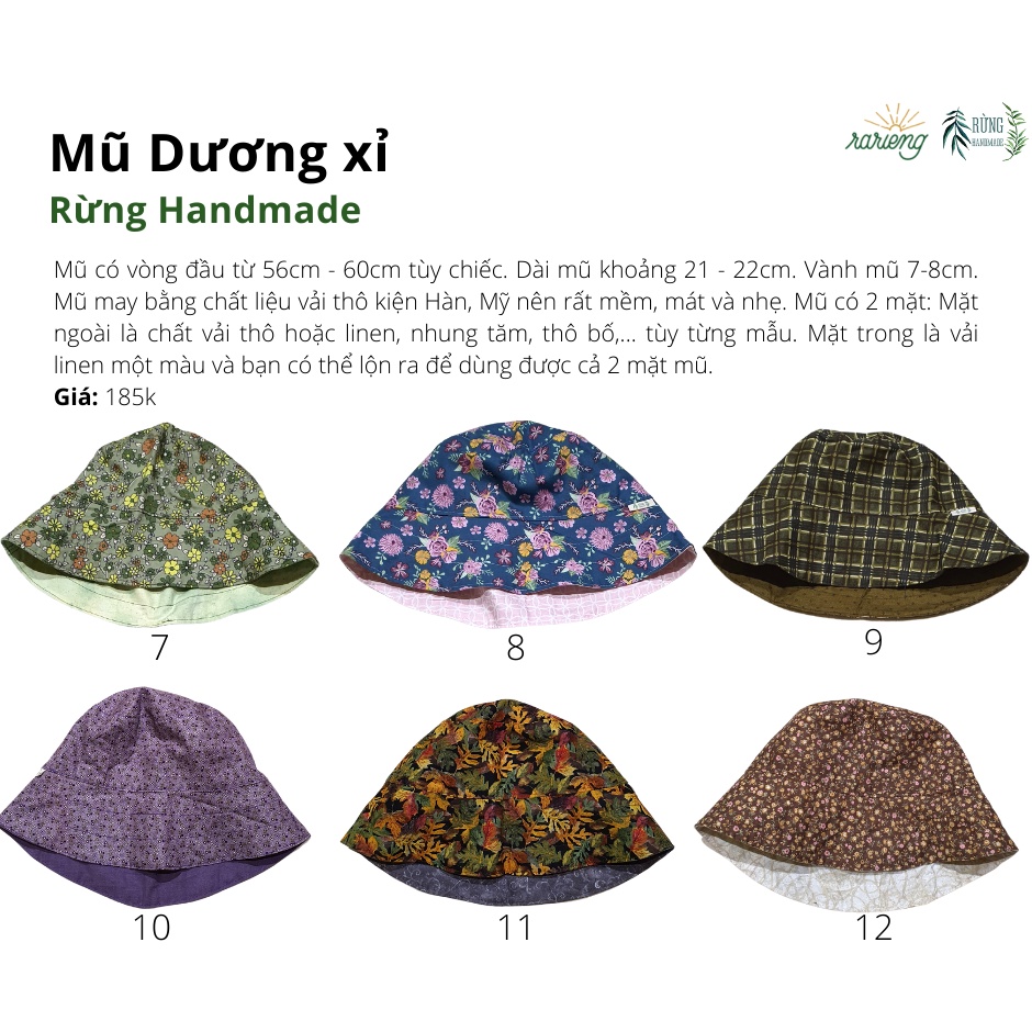 Mũ Dương xỉ - Mũ vải đội được 2 mặt