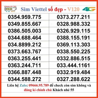 Sim Viettel V120 đầu 09 số đẹp giá rẻ 55 [HOT]