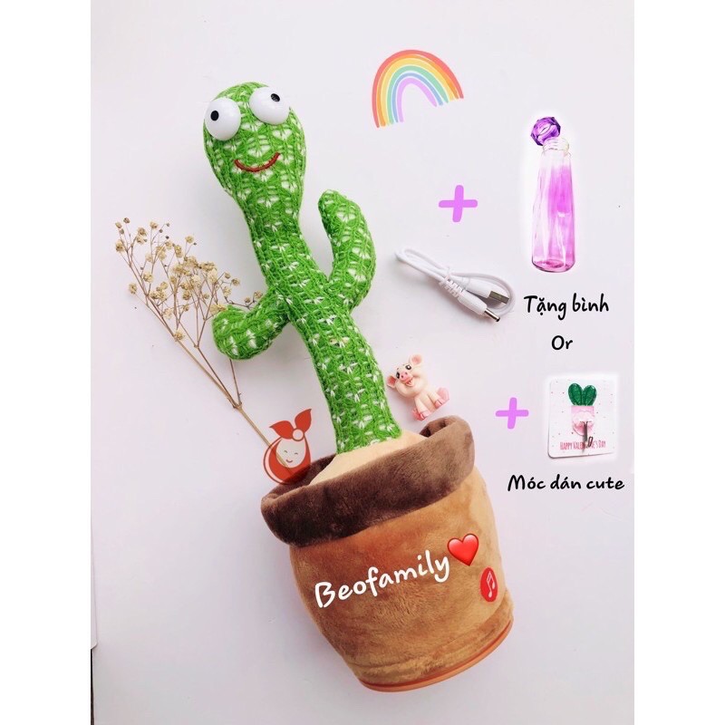 🌵Xương Rồng Nhảy Múa, Phát triển kĩ năng, Ghi Âm, Nhại Giọng,120 Bài Hát,Sạc Cổng USB - BEOFAMILY