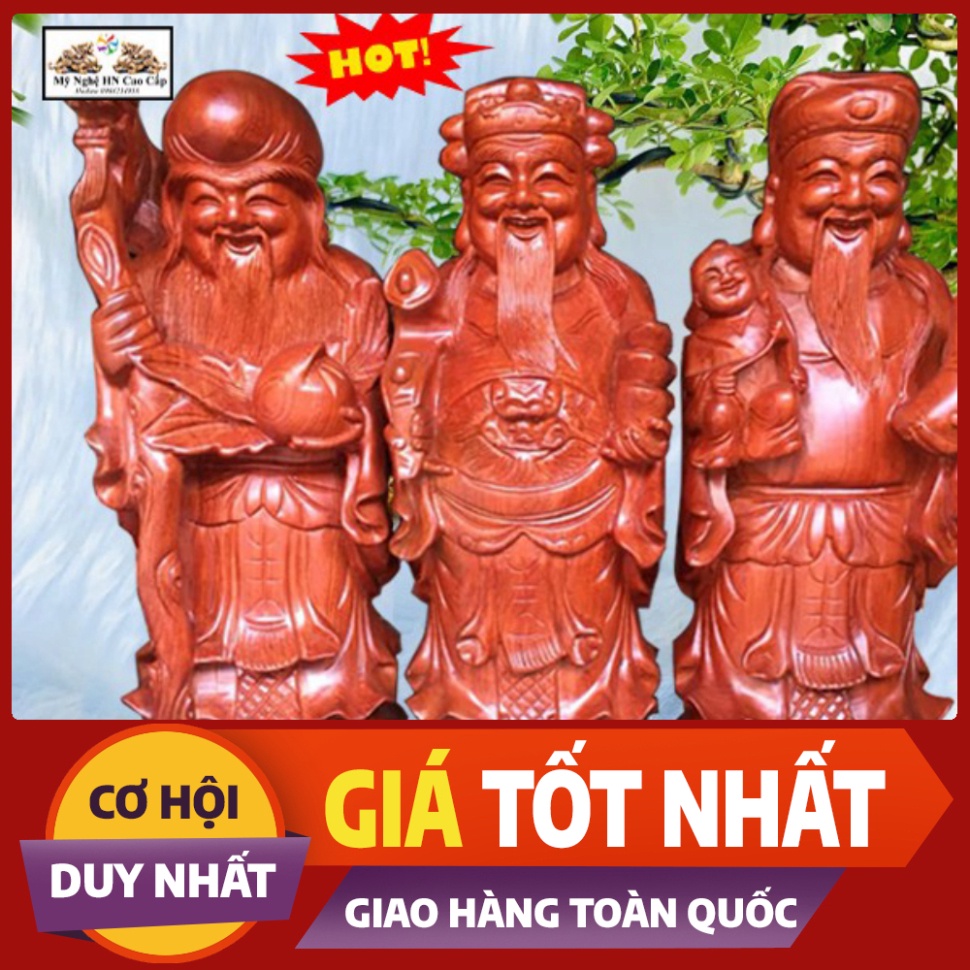 ((GIÁ GỐC )) Bộ Tam Đa Phúc - Lộc - Thọ gỗ Hương Đá cao cấp đẹp, Trang trí nhà cửa Cao 20/30/40/50