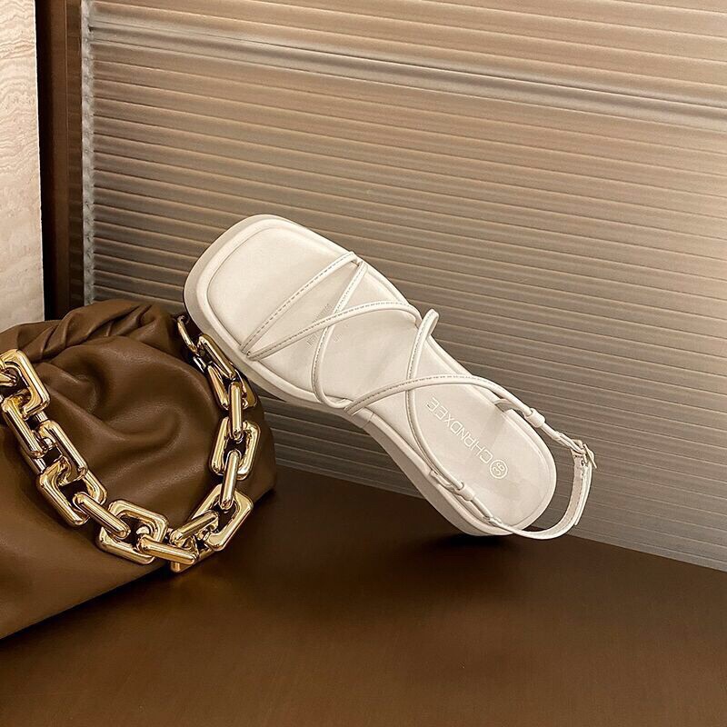 Dép sandal đế bánh mì dây đan chéo hở mũi thời trang mùa hè