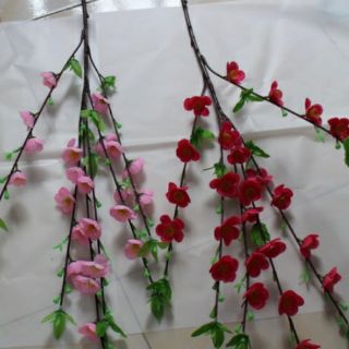 Combo 5 cành hoa đào mầu đỏ dài 1m