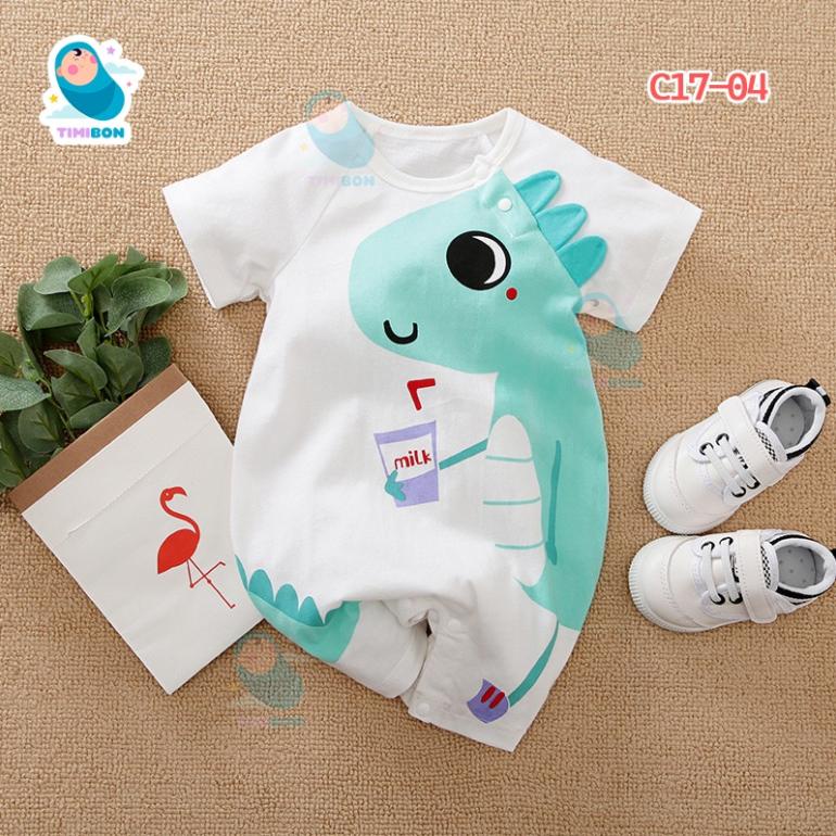 Quần Áo Trẻ Em Sơ Sinh Bộ Đồ Liền Thân Cộc Tay Chất Cotton Body Hình Thú Cho Bé Trai Bé Gái [BDC17]