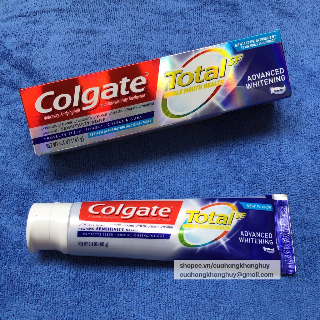 Kem đánh răng Colgate Total SF Advanced Whitening, Sensitivity Relief 181 g của Mỹ (Mẫu mới)