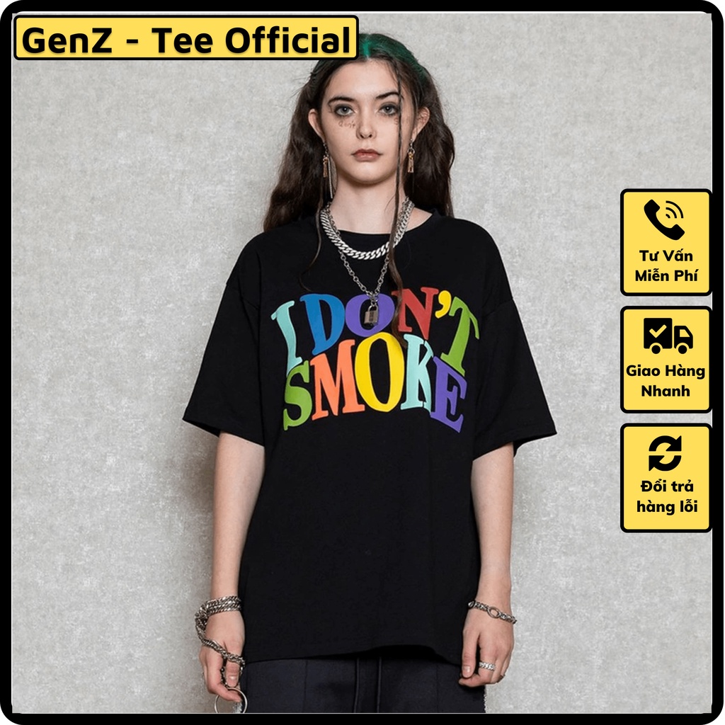 Áo chữ I DON'T SMOKE mặc phong cách trẻ trung, vải cao cấp nam nữ mặc form cực đẹp