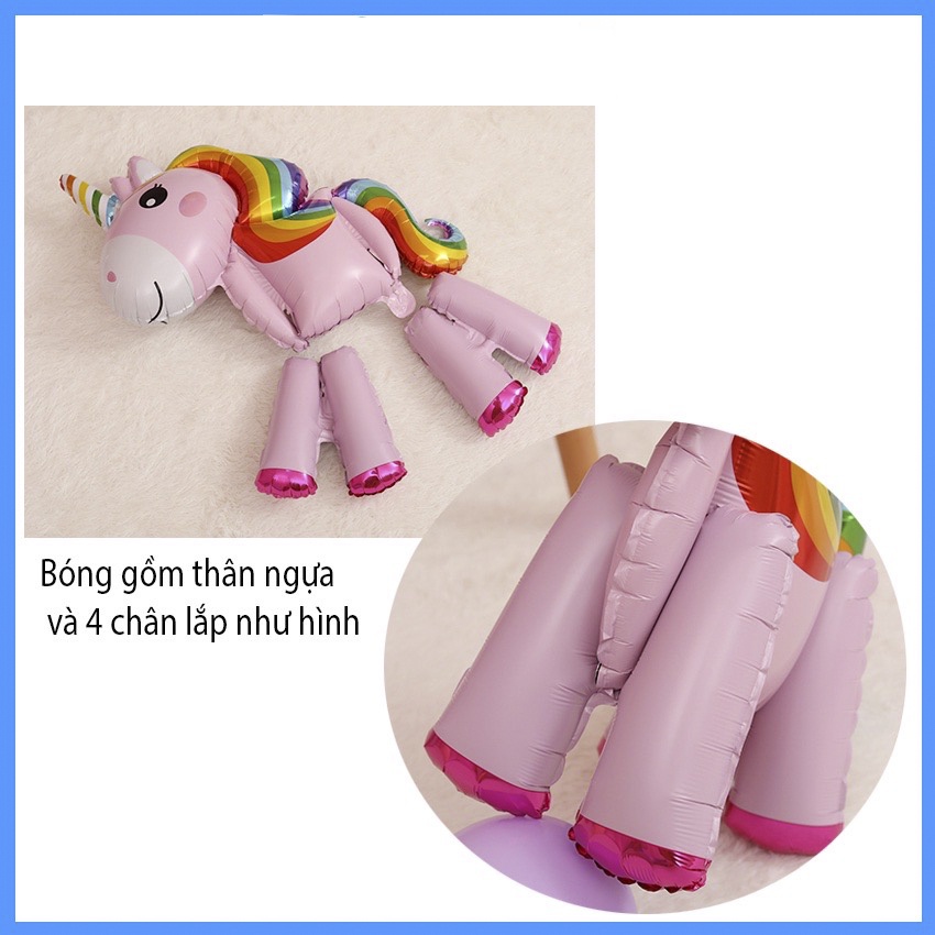 Bóng ngựa Pony 3D bóng nhôm ngựa unicorn kì lần 1 sừng trang trí sinh nhật bé trai bé gái HAPPYKID BNPONY