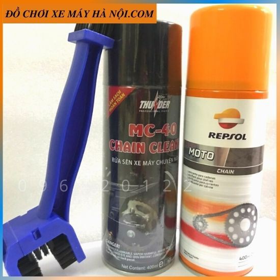 [FREESHIPEXTRA] COMBO Vệ Sinh sên THUNDER(400ml) vs Dưỡng sên REPSOL (400ml) Tặng bàn chải cao cấp