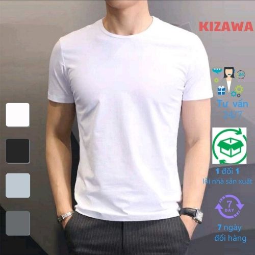 Áo phông nam trơn body thời trang KIZAWA Hàn Quốc chất cotton mát đẹp