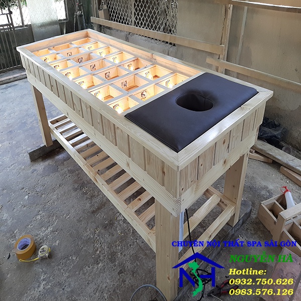 Giường đá muối himalya 21 viên ,đá muối nhập khẩu từ Pakistan, kích thước chuẩn của giường 192cm*72cn*60cm