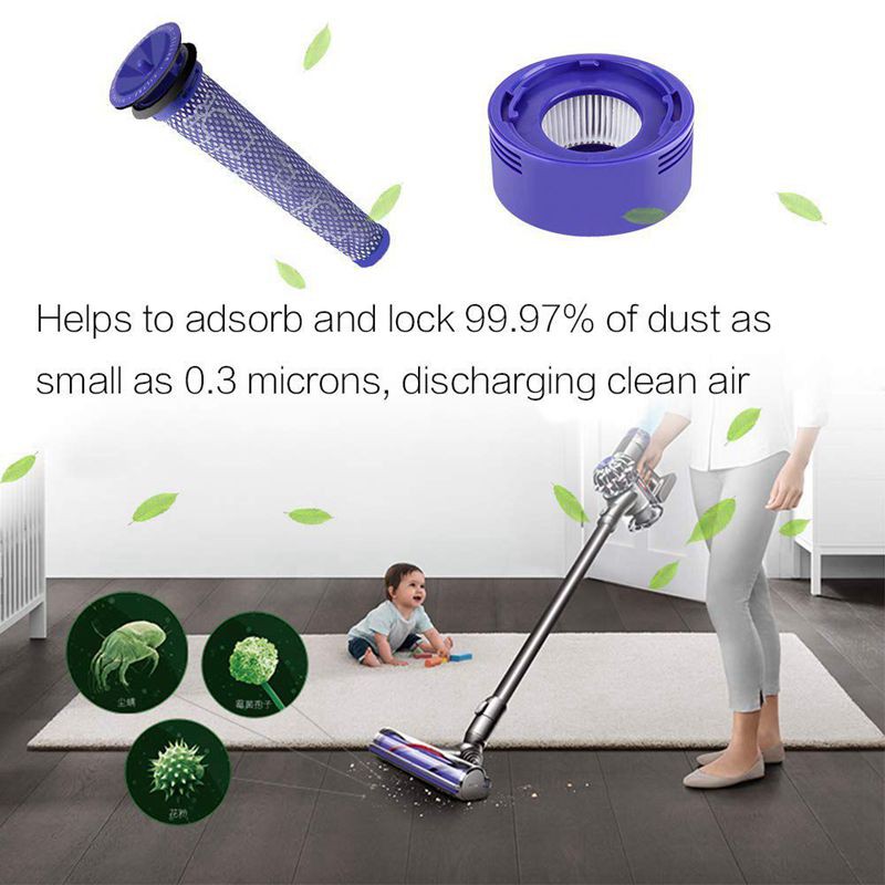 Set 2 bộ lọc HEPA với cọ làm sạch chuyên dụng cho máy hút bụi Dyson V8 V7