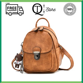 Balo nữ, ba lô mini phong cách hàn quốc kèm gấu siêu xinh size 22- QT006