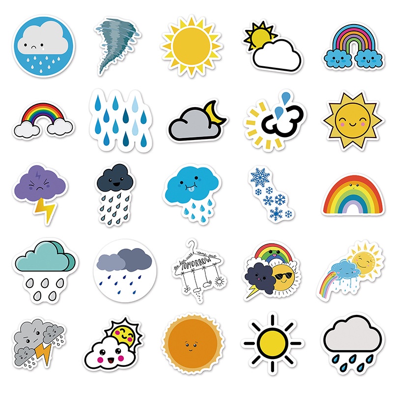 Hình dán sticker phong cách thời tiết hoạt hình dễ thương dán trang trí - DB.113