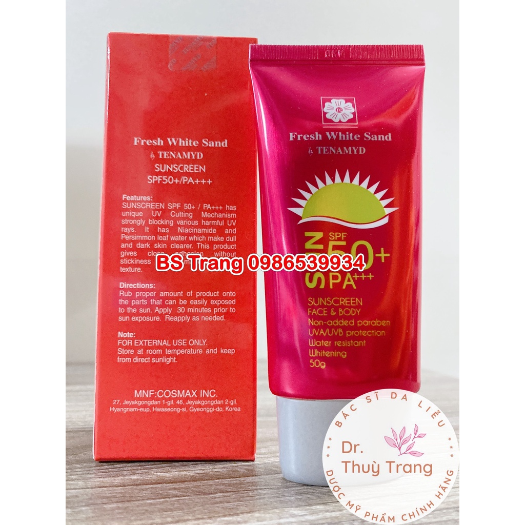 Kem chống nắng và dưỡng trắng da Tenamyd Fresh White Sand SPF50+, PA++++ - Tuýt 50 gram