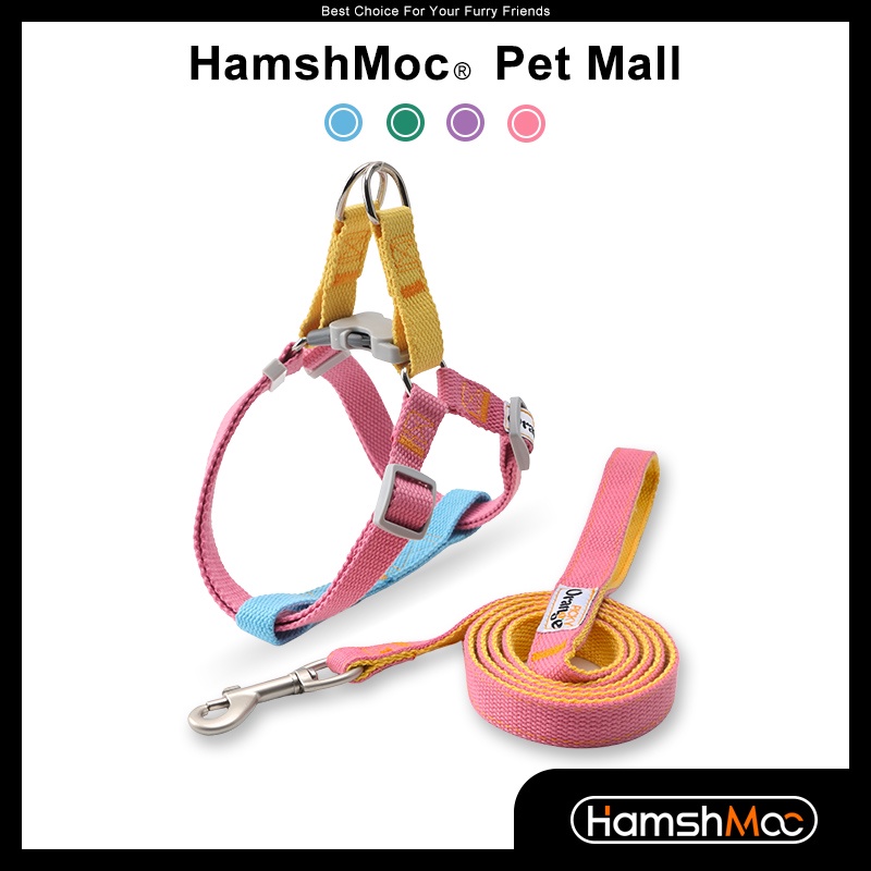 HamshMoc Bộ Dây Dắt Thú Cưng Đi Dạo Bằng Nylon Mềm Có Thể Điều Chỉnh