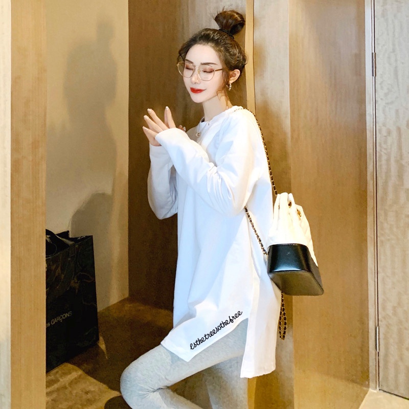 NRVP Áo Thun Nữ Tay Dài 100% Cotton Thời Trang Hàn Quốc