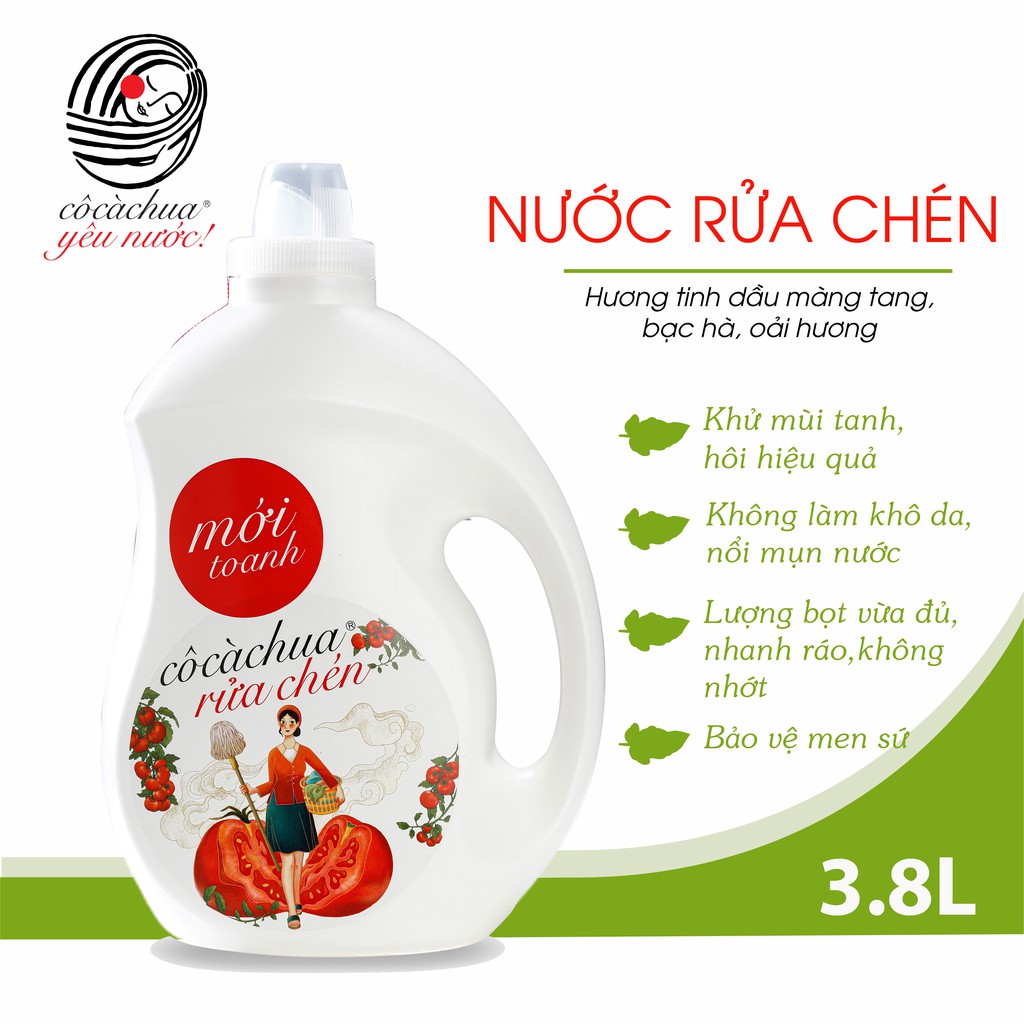 Nước Rửa Chén Sinh Học Cô Cà Chua Mới Toanh An Toàn Cho Bé Bảo Vệ Da Tay 3.8L