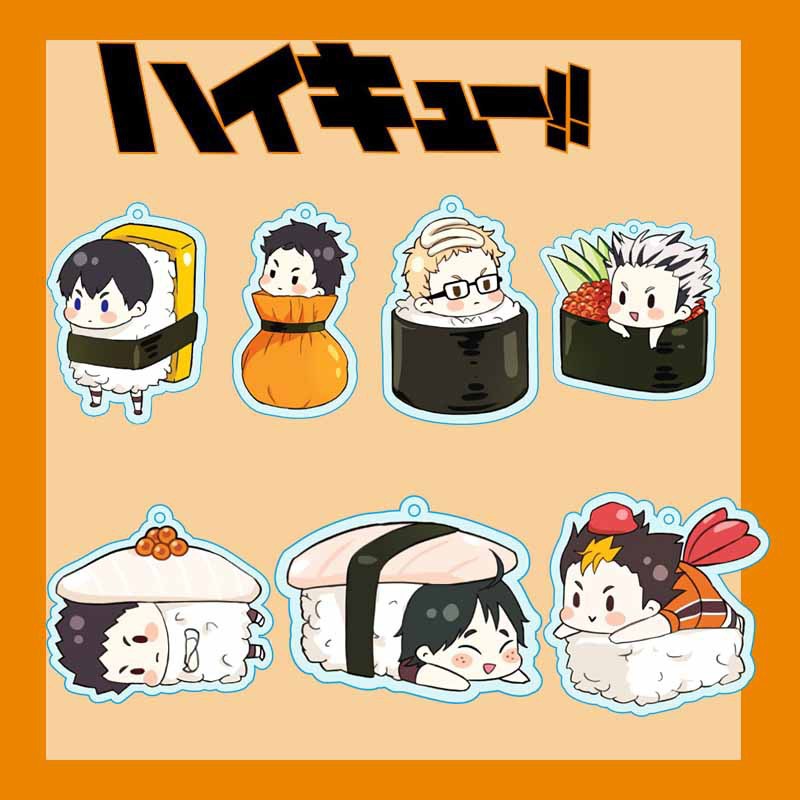 Móc chìa khóa nhựa acrylic dùng trang trí họa tiết Haikyuu Sushi Hinata Shoyo Kenma