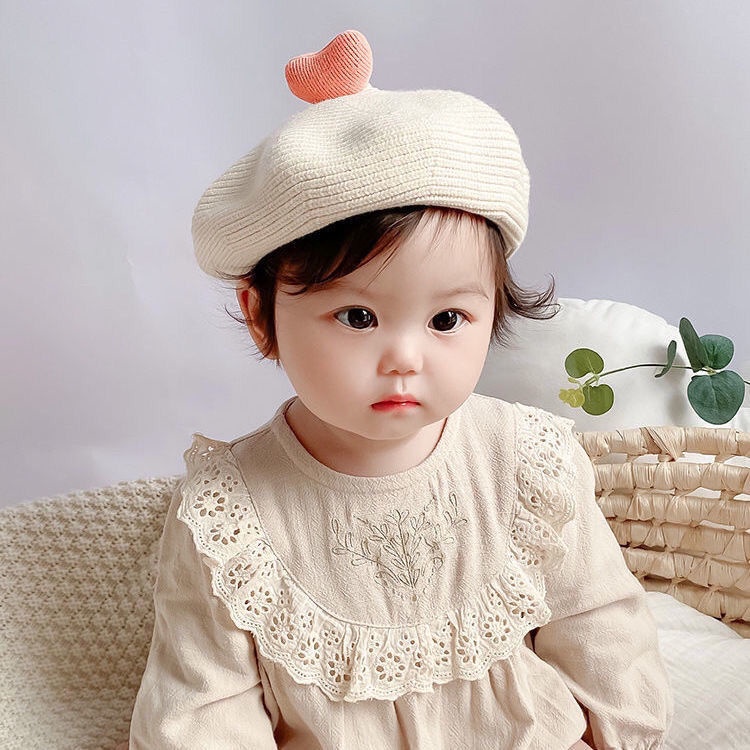 Mũ Beret Dệt Kim Phong Cách Mới Cho Bé Gái Sơ Sinh