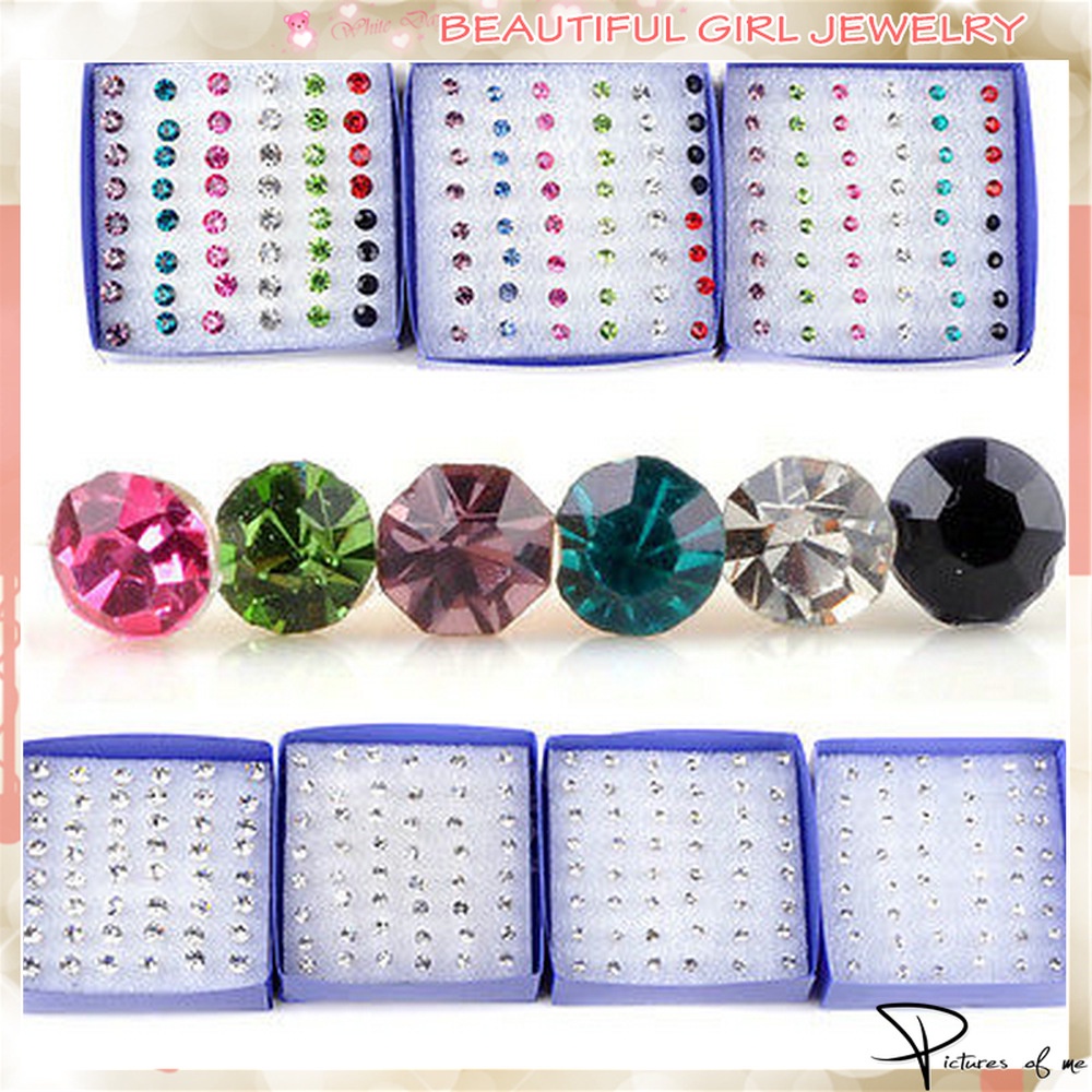 Set 20 Đôi Bông Tai Đính Đá Phong Cách Unisex Hợp Thời Trang