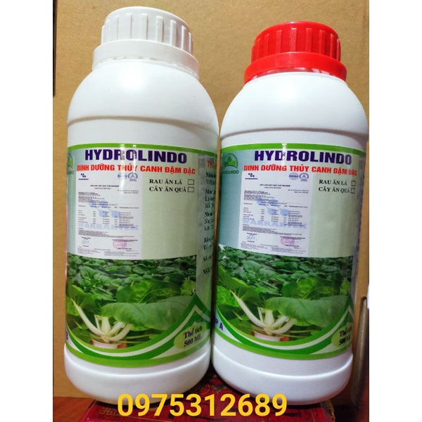 cặp hai chai dinh dưỡng Hydrolindo cho rau ăn lá và cây ăn quả Cặp (1lit)