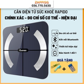 Cân gia đình - cân điện tử bluetooth rapido - sang trọn- - món quà sức khoẻ - độ chính xác cao - bh 1 đổi 1