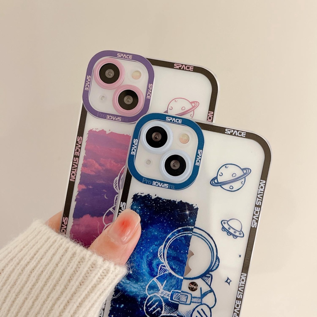 Transparent Cute Astronaut flash drill Compatible for iphone 13 12 11 pro max x xr xsmax 7/8plus TPU phone case cover