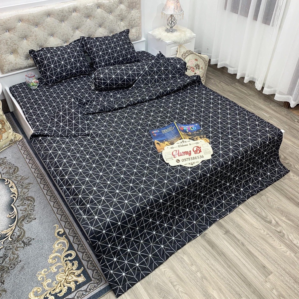 Bộ Chăn hè Ga Gối Cotton Poly Combo 5 Món - Hàng đẹp - Hương Vũ Bedding