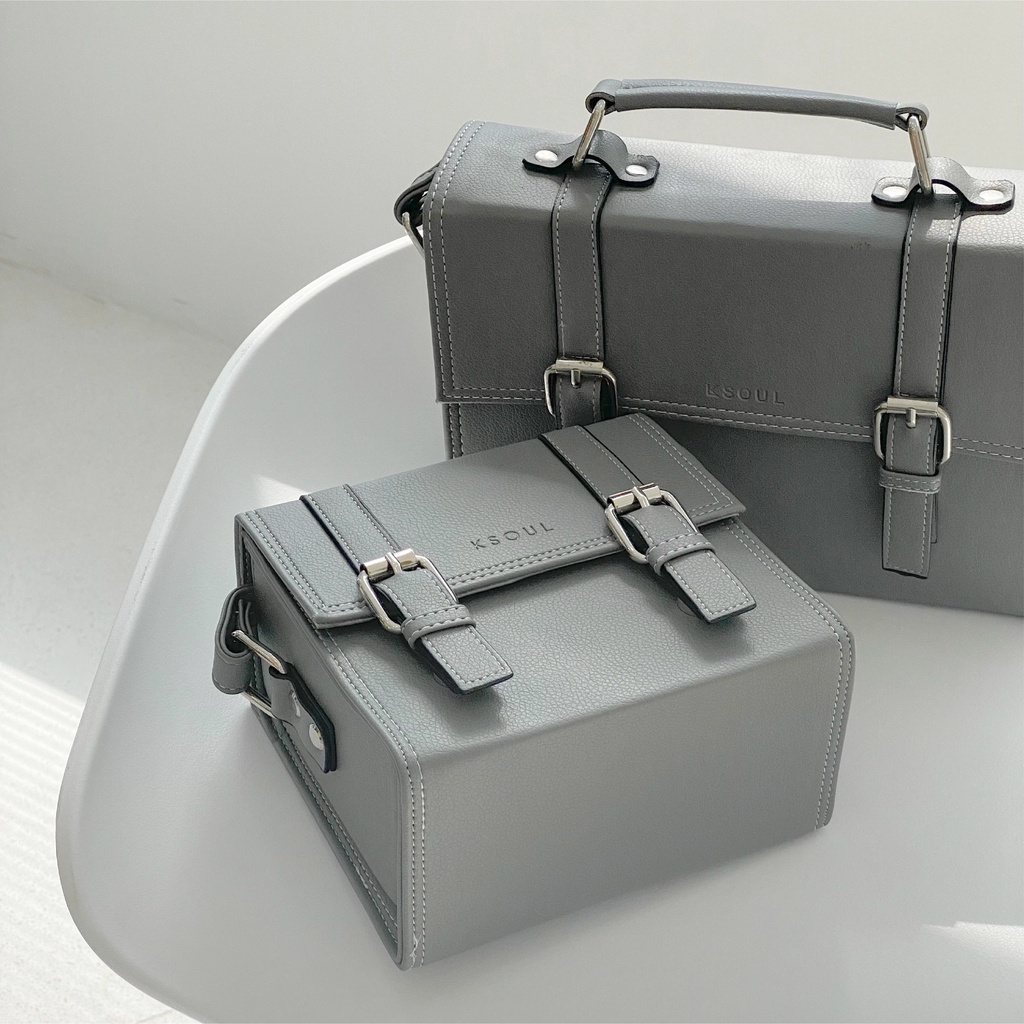 KSOUL Túi Đeo Chéo Old School Bag Ver. 2 Size S Màu Xám Da PU