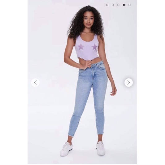 Áo croptop 3 lổ tím xoăn lai in ngôi sao vnxk