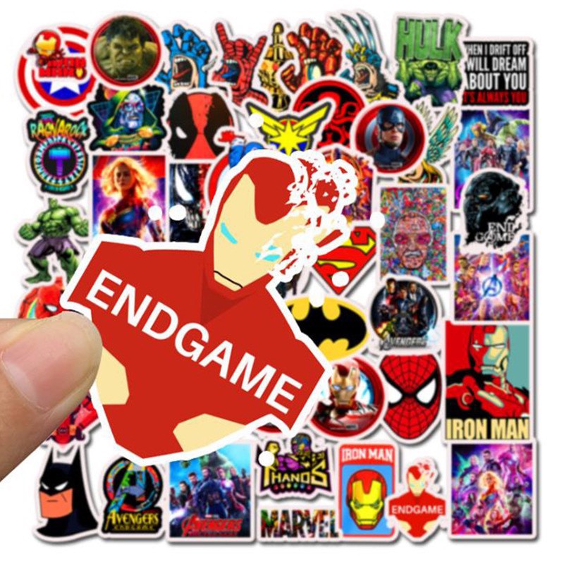 50 CÁI Sticker Marvel | Dán Nón Bảo Hiêm, Điện Thoại, Laptop, Bình Nước...Chống Nước, Chống Bay Màu