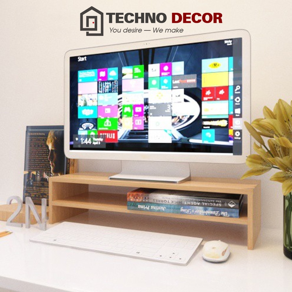 Kệ Gỗ Để Bàn Kệ Để Màn Hình Máy Tính Laptop Dễ Dàng Tháo Lắp Decor Bàn Làm Việc Gaming TechnoDecor GS0021