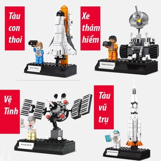 Đồ chơi lắp ghép Khám phá vũ trụ với Tàu vũ trụ, trạm qun sát, Trạm truyền tín hiêu bằng nhựa ABS cao cấp