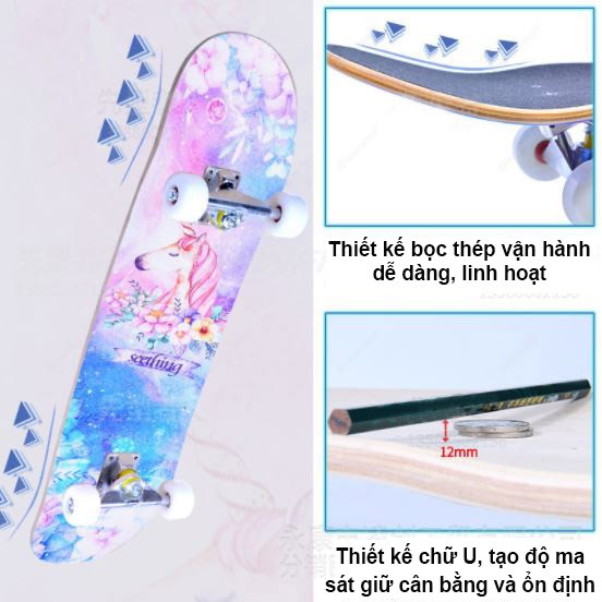 Ván Trượt Thể Thao Mặt Nhám Cao Cấp - Ván Trượt Skateboard Trẻ Em, Người Lớn Siêu Hạng