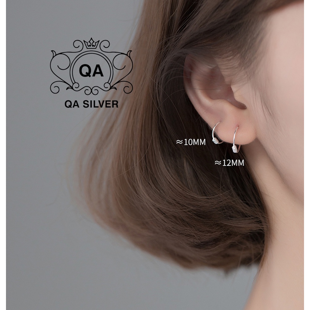 Khuyên tai bạc 925 lò xo bông tròn nam nữ vòng cuộn S925 WIRE Silver Earrings QA SILVER EA200403