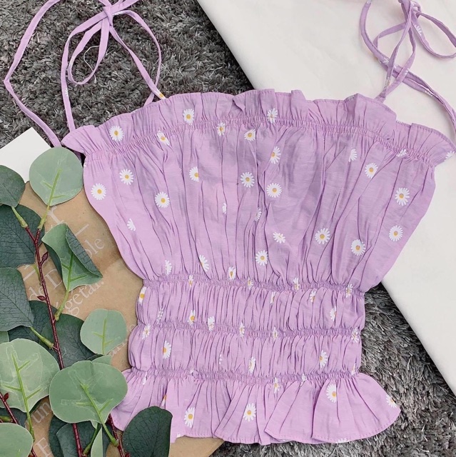 Áo Ống Cột Dây Vai Hoa Cúc Tím | BigBuy360 - bigbuy360.vn