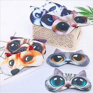 Bịt mắt ngủ mèo chó nhiều mẫu biểu cảm dễ thương có túi nước vzipper