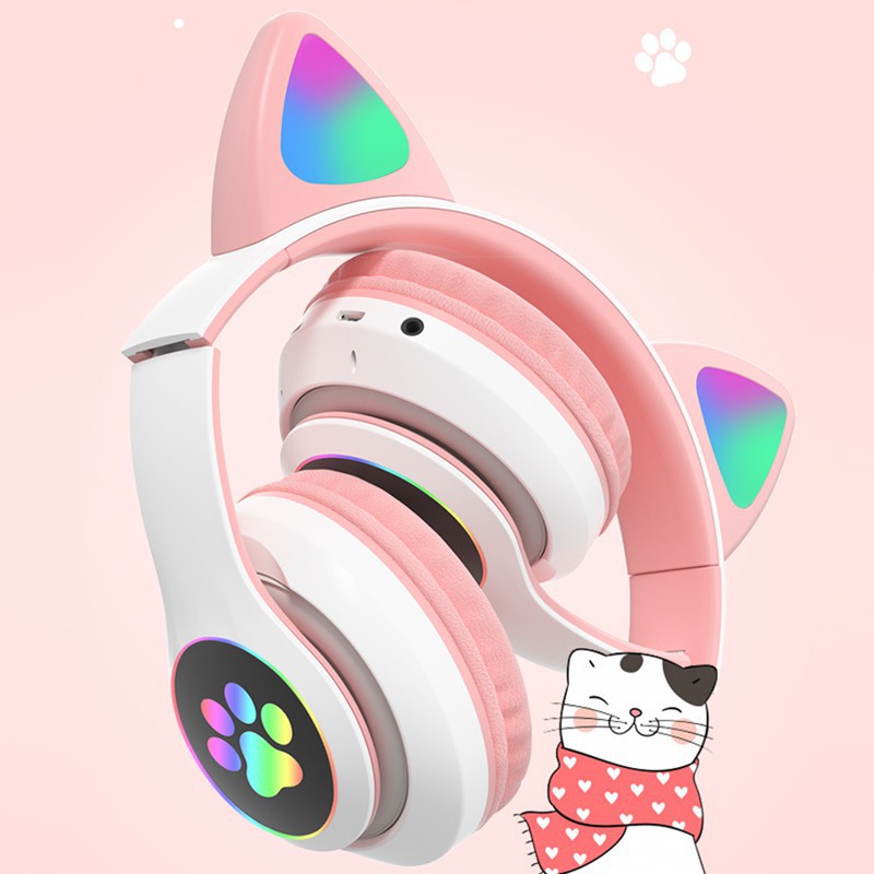 Tai nghe mèo Bluetooth 5.0 có mic livestream 3 màu sắc led dailyphukien