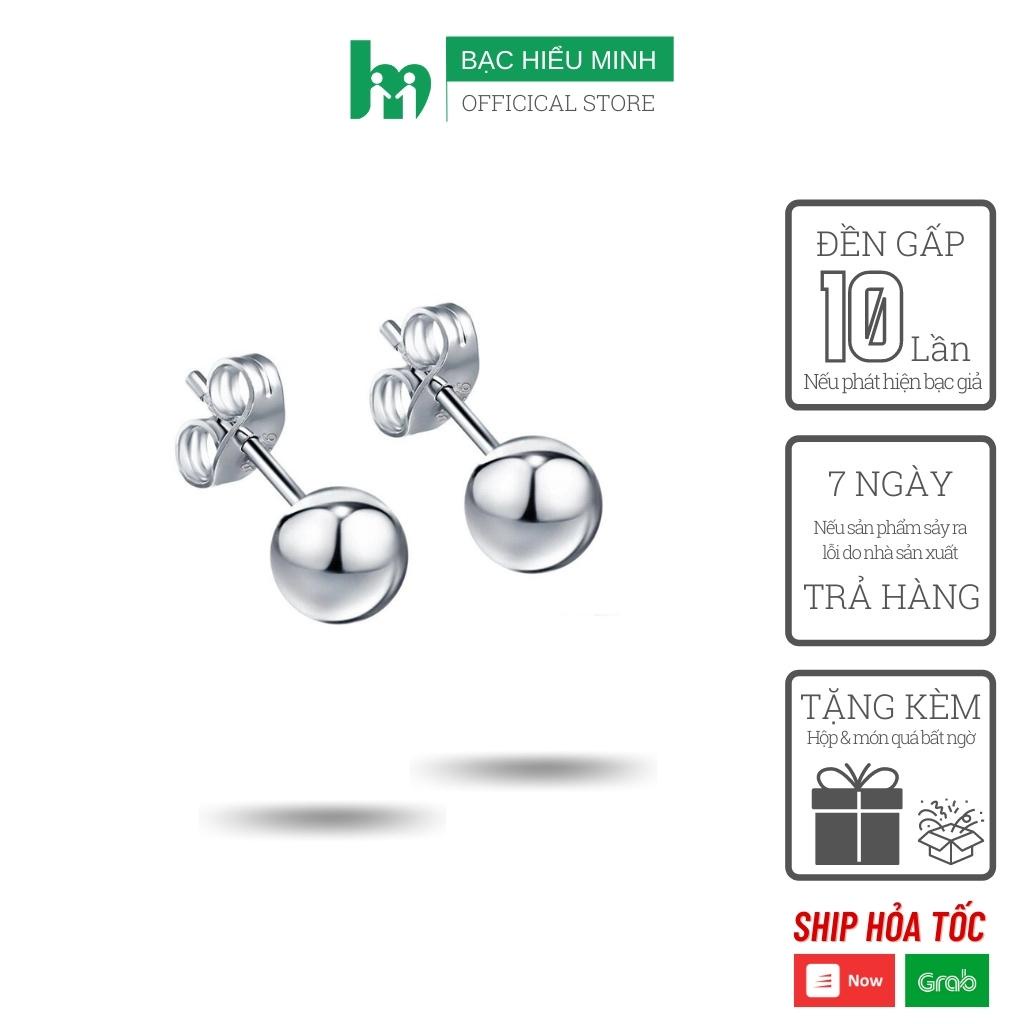 Hoa tai nữ bạc 925 kiểu tròn đơn giản phong cách nữ tính trẻ trung BẠC HIỂU MINH HT163